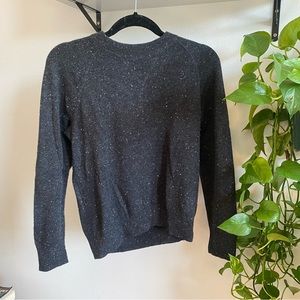 Everlane cashmere dotted white charcoal sweater.